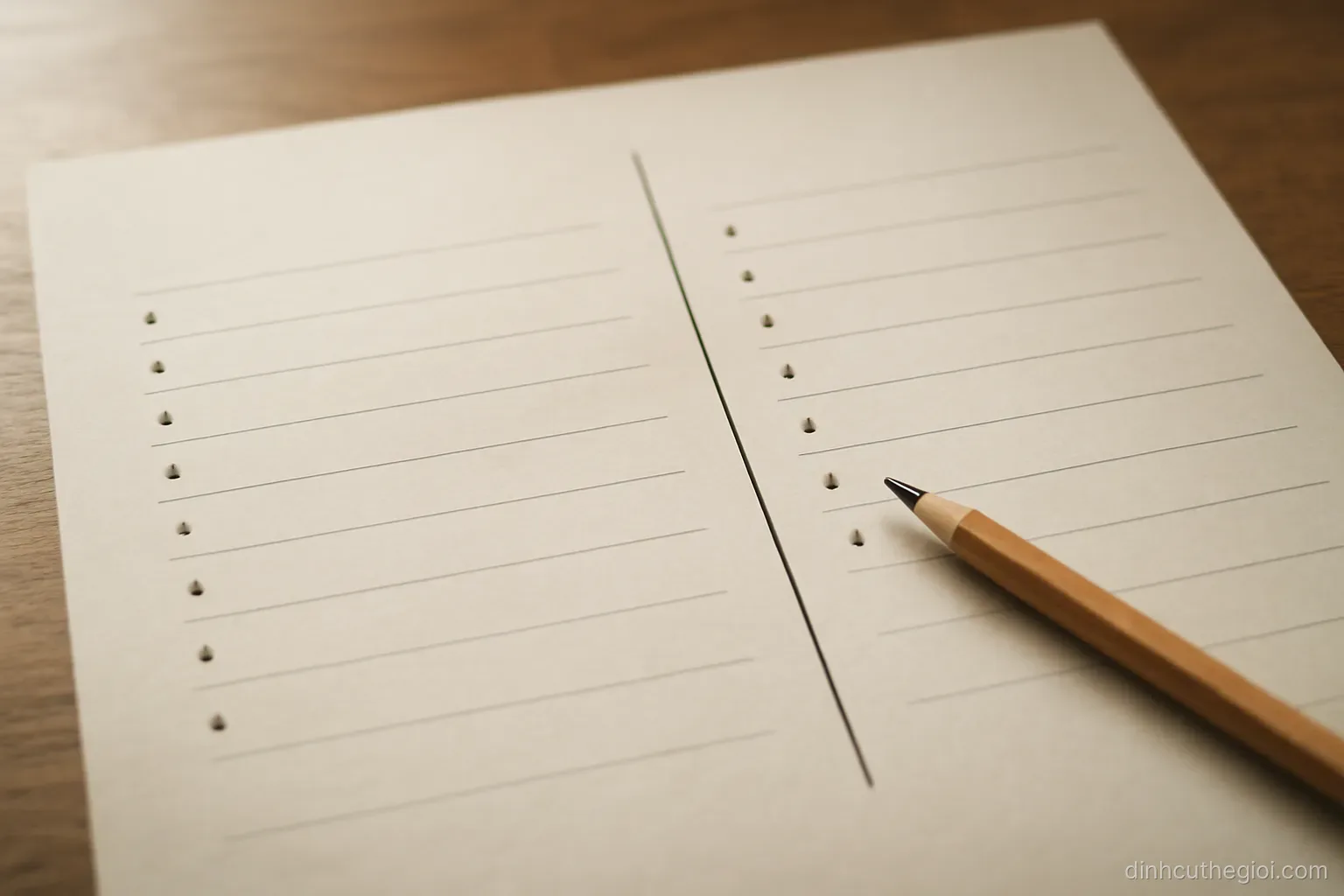 two separate lists written side by side on a large sheet of paper with a line drawn between them